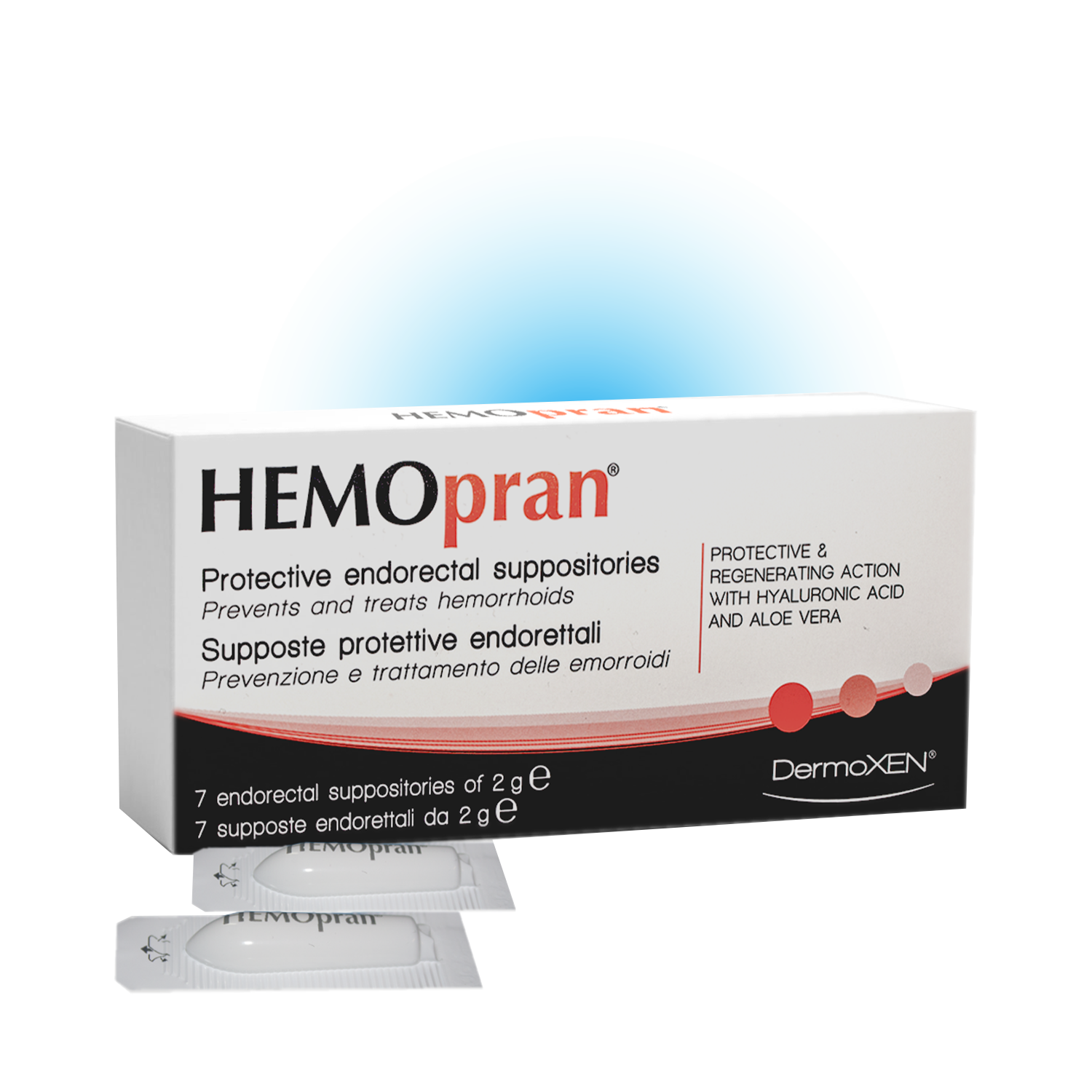 DermoXEN Hemopran Czopki Ochronne Endorektalne | 7 czopków × 2 g