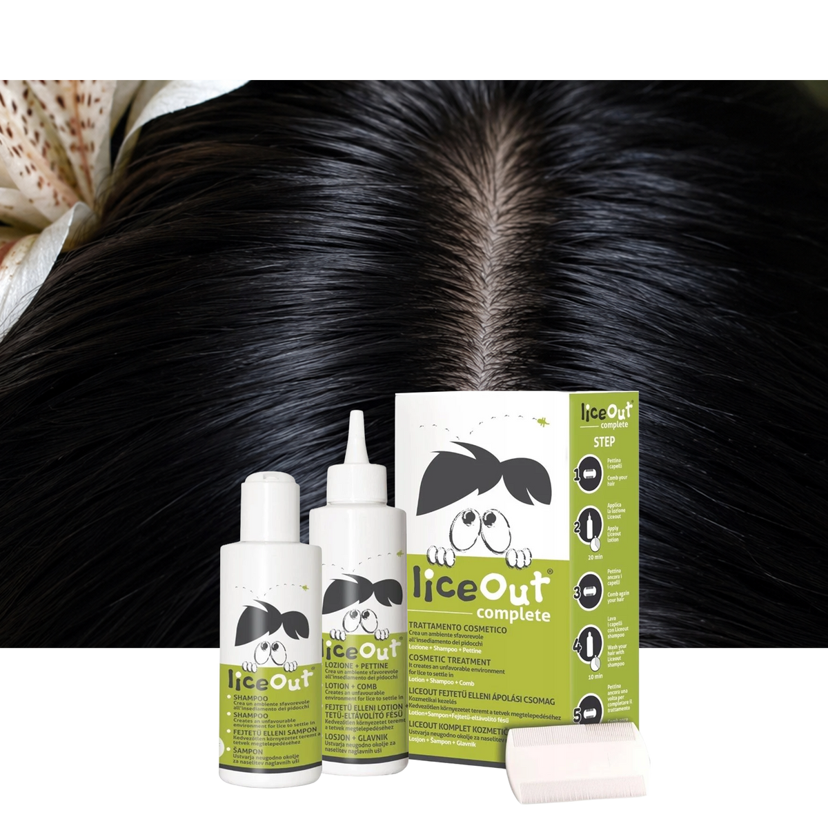 LiceOut Complete Zestaw Przeciw Wszom: Lotion 125 ml + Szampon 125 ml + Grzebień