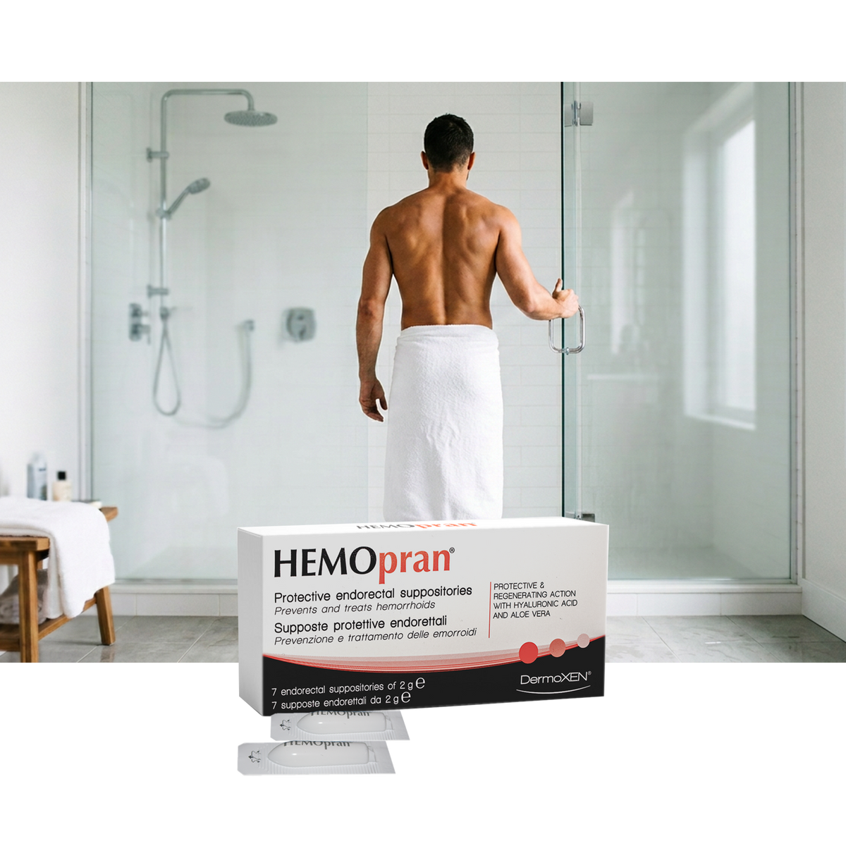 DermoXEN Hemopran Czopki Ochronne Endorektalne | 7 czopków × 2 g